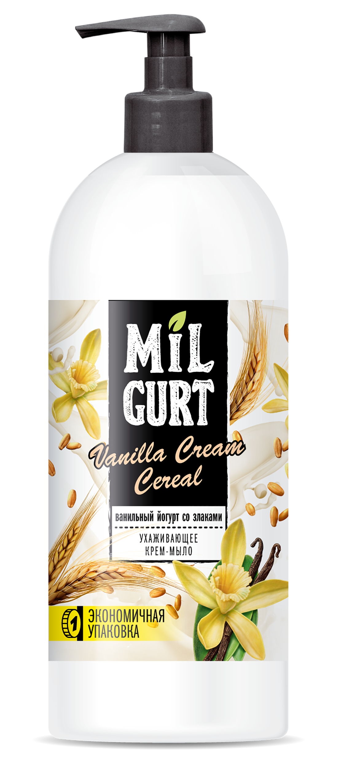 Жидкое мыло "MILGURT" ванильный йогурт со злаками 