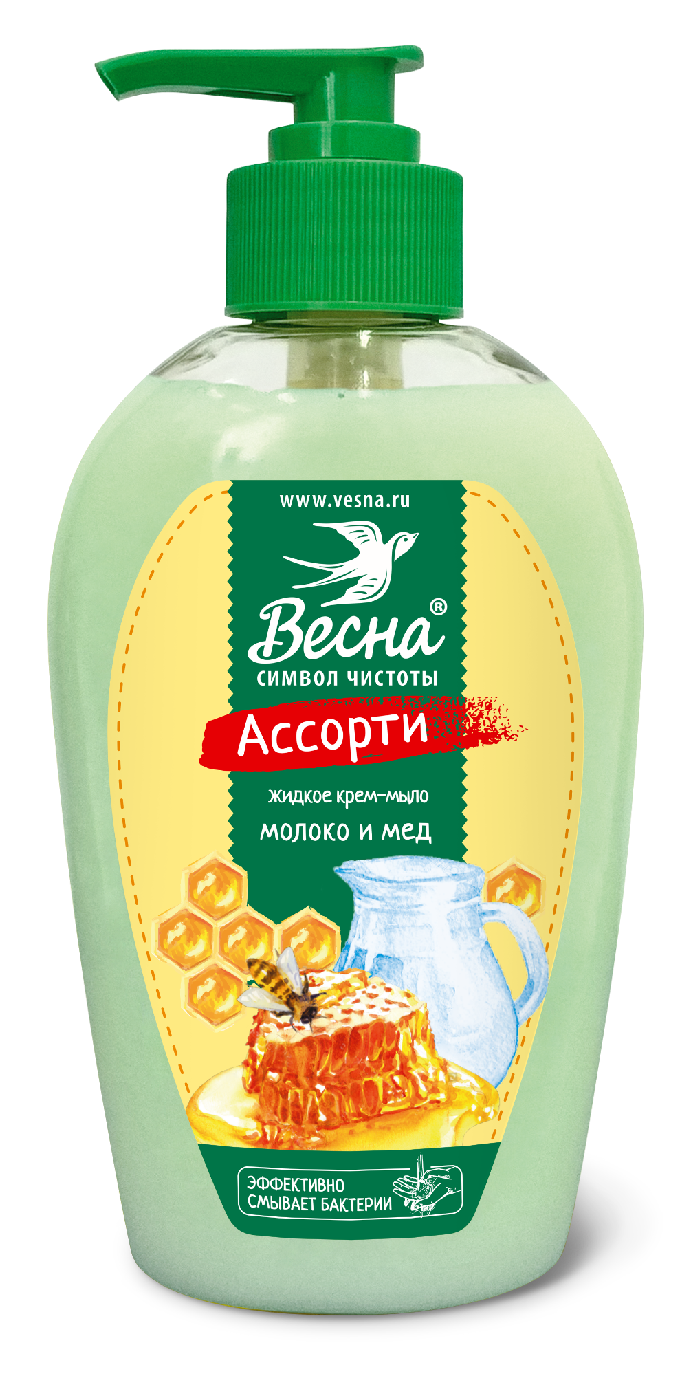 Жидкое крем-мыло "ВЕСНА Ассорти" молоко и мед